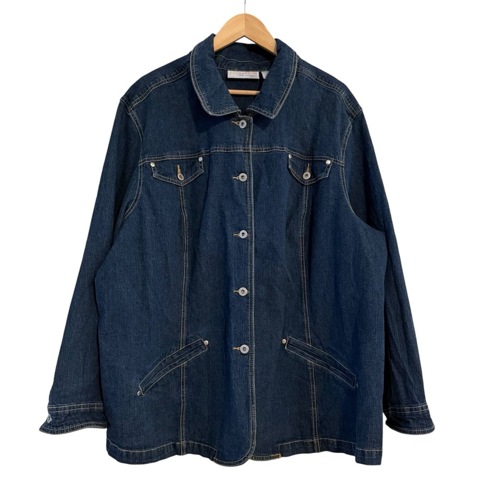 Dark Wash Denim Jean Jacket Chore Coat Sag Harbor Jean Company Women’s Size 3X